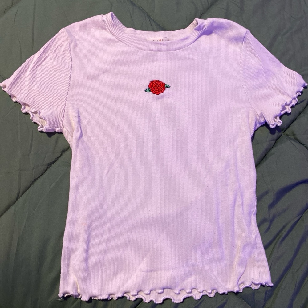 Ruffle white crop top with rose embroidery #ruffle #crop-top